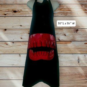 UNIQUE - Spooky Gorey Red Bloody Teeth Apron - Adjustable Neck & Waist Ties - Co